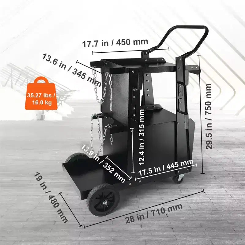 Carrello per saldatura, carrello per saldatrice a 2 ripiani resistente con armadietto antifurto chiudibile a chiave
