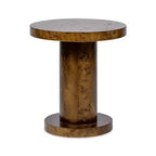 Jennifer Taylor Home Bolin 18 Round Pillar Burl Accent Side Table, Walnut Brown Burl Wood