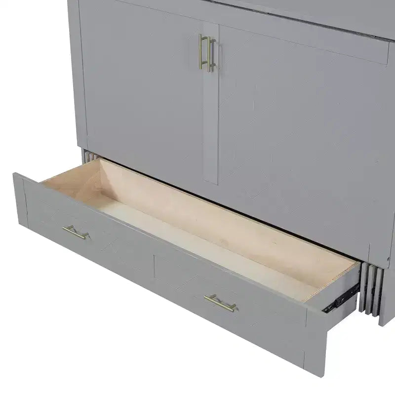 Letto a Scomparsa Matrimoniale Clever Design, Ripiegato in un Armadio con Cassetto e Porte USB