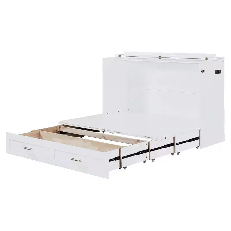 Letto a Scomparsa Matrimoniale Clever Design, Ripiegato in un Armadio con Cassetto e Porte USB