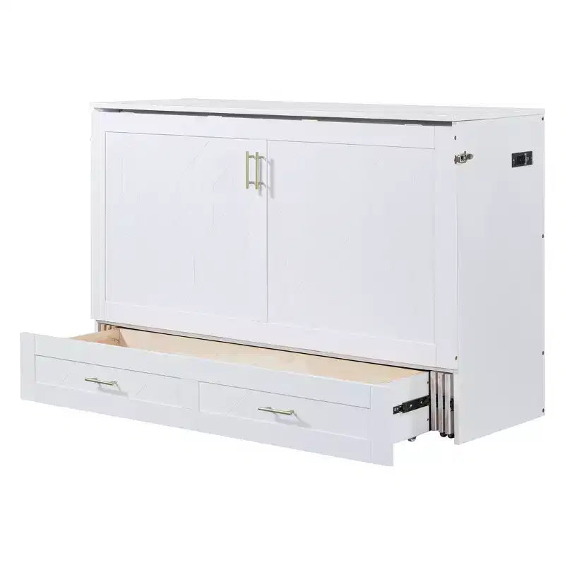 Letto a Scomparsa Matrimoniale Clever Design, Ripiegato in un Armadio con Cassetto e Porte USB