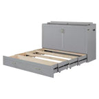 Letto a Scomparsa Matrimoniale Clever Design, Ripiegato in un Armadio con Cassetto e Porte USB