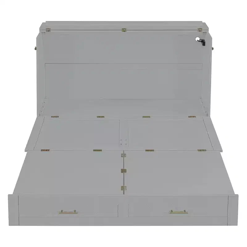 Letto a Scomparsa Matrimoniale Clever Design, Ripiegato in un Armadio con Cassetto e Porte USB