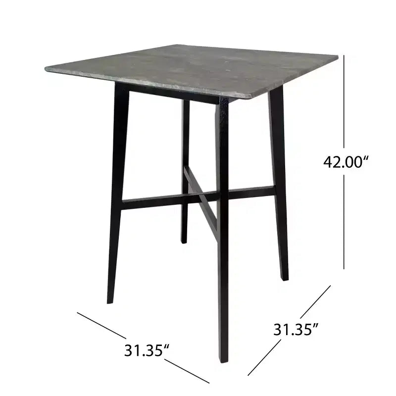 Tavolo da bar quadrato Hildred Modern in laminato e legno di gomma da 42