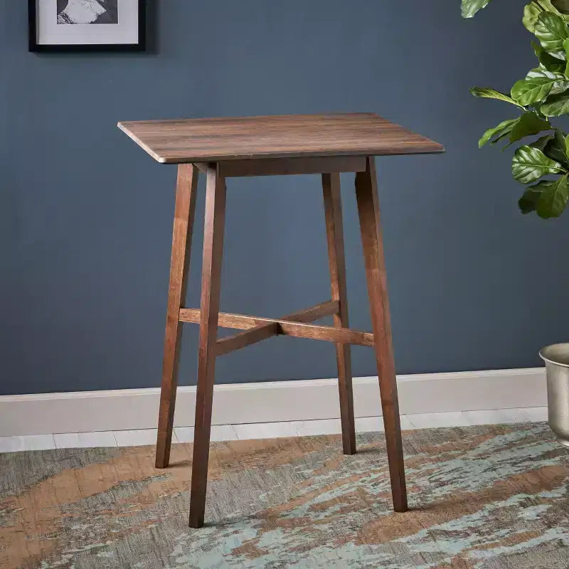 Tavolo da bar quadrato Hildred Modern in laminato e legno di gomma da 42