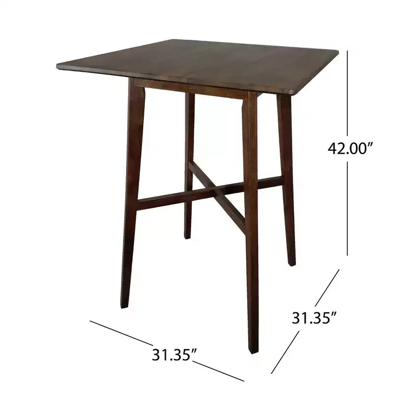 Tavolo da bar quadrato Hildred Modern in laminato e legno di gomma da 42