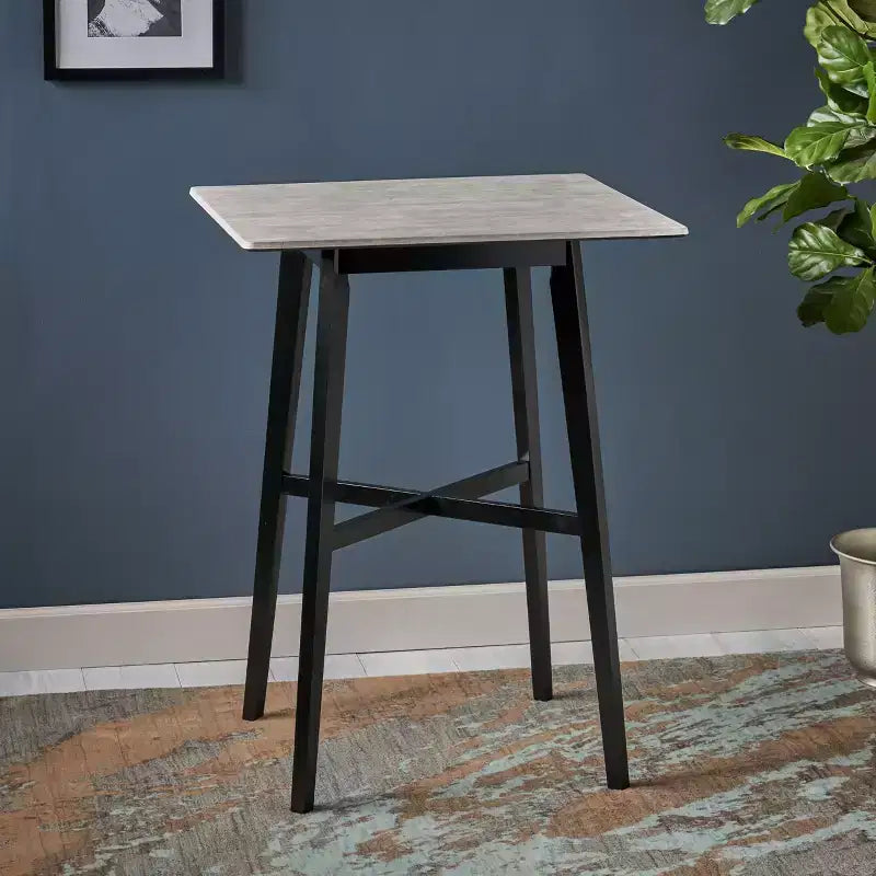 Tavolo da bar quadrato Hildred Modern in laminato e legno di gomma da 42