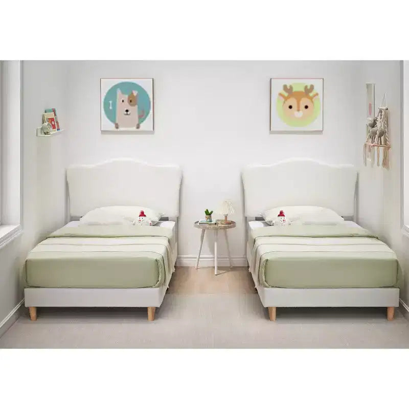 Struttura Letto per Bambini con Testiera a Scollature, Grazioso Letto Singolo in Velluto per Bambine e Bambini, Robusto Letto a Piattaforma, Nessuna Molla Richiesta, Doghe in Legno, Silenzioso