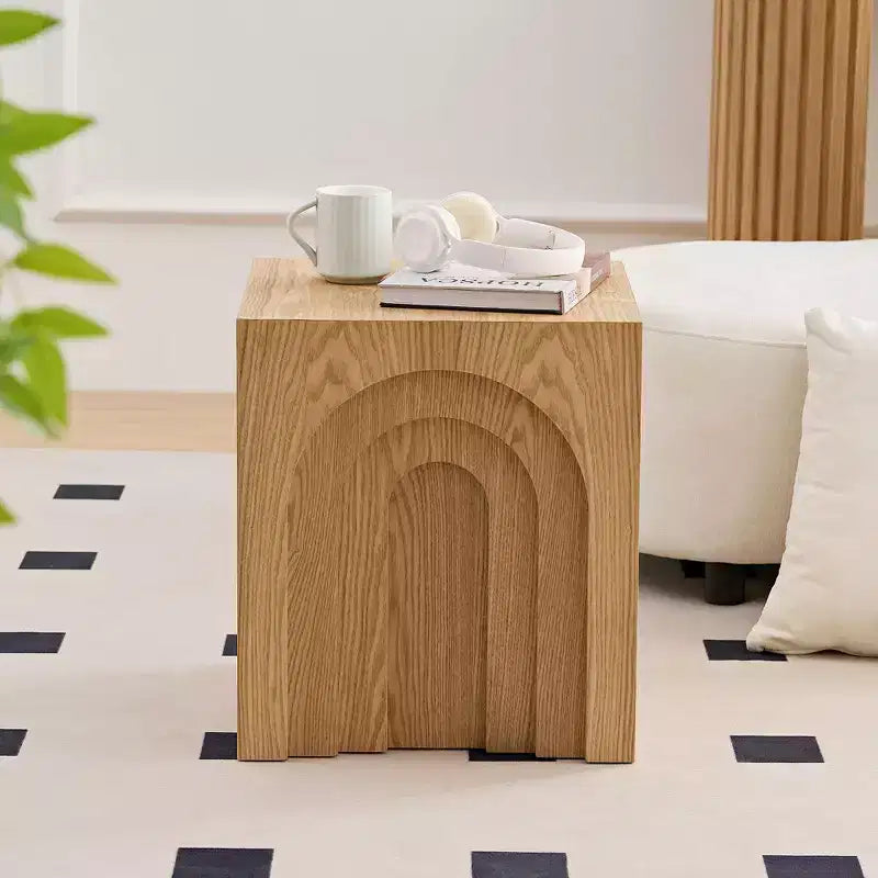 Tavolino laterale in legno Corallo Moderno Arch-Design, altezza 45 cm
