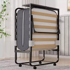 Letto Pieghevole per Adulti con Materasso in Memory Foam e Doghe in Legno, con Copertina Antipolvere, 75*32