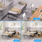 Letto Pieghevole per Adulti con Materasso in Memory Foam e Doghe in Legno, con Copertina Antipolvere, 75*32
