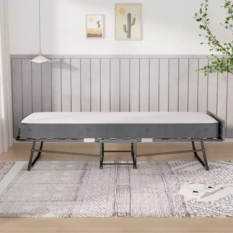 Letto Pieghevole per Adulti con Materasso in Memory Foam e Doghe in Legno, con Copertina Antipolvere, 75*32