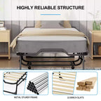 Letto Pieghevole per Adulti con Materasso in Memory Foam e Doghe in Legno, con Copertina Antipolvere, 75*32