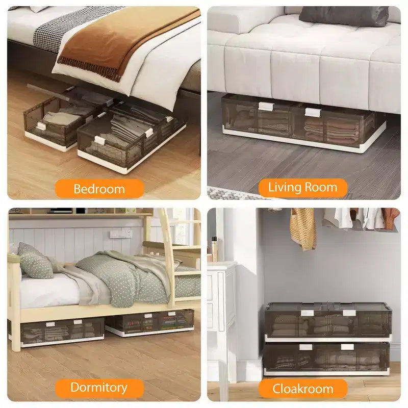 Contenitori da 100 l (26,5 Gal) con ruote e doppio coperchio apribile, per lo stoccaggio sotto il letto