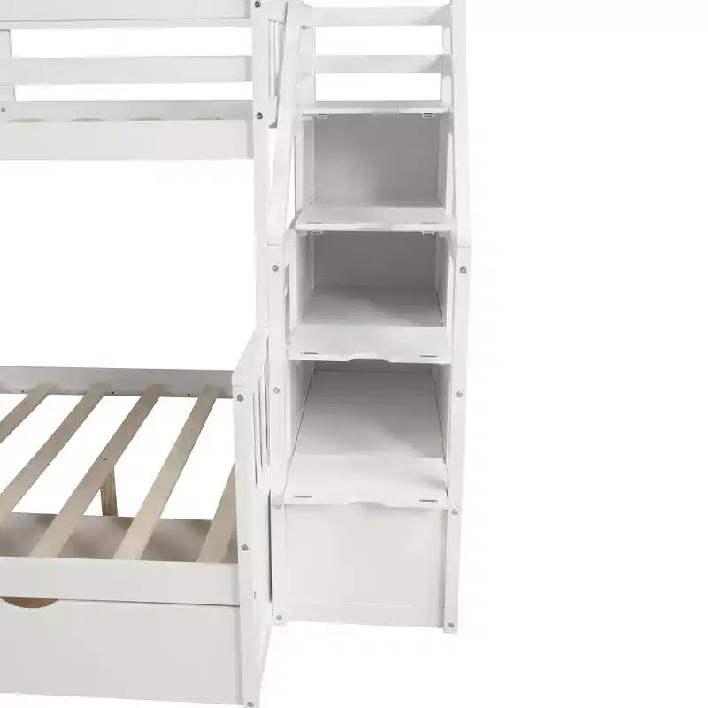 Letto a Castello Gemello su Una Piazza e Mezza con Cassetti, Contenitore e Scivolo, Multifunzione