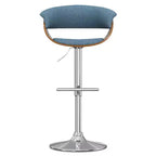 Sgabello da Bar Girevole Regolabile Caylor Blu Denim: Moderno di Metà Secolo, Schienale Imbottito, Gambe in Acciaio
