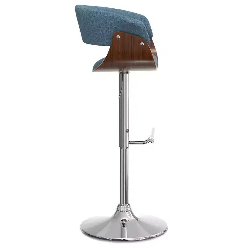 Sgabello da Bar Girevole Regolabile Caylor Blu Denim: Moderno di Metà Secolo, Schienale Imbottito, Gambe in Acciaio