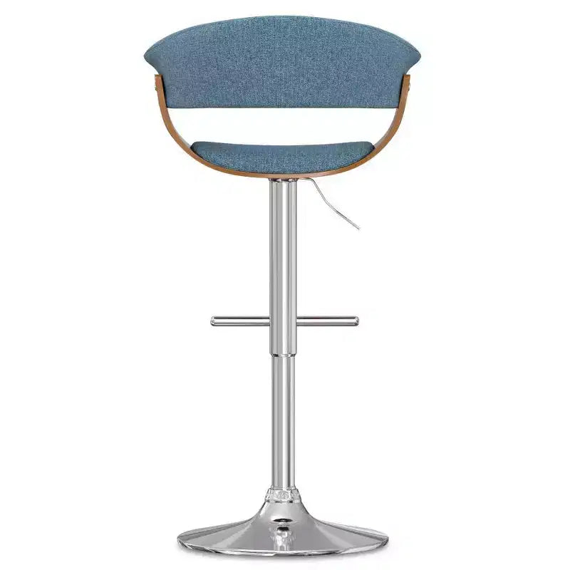 Sgabello da Bar Girevole Regolabile Caylor Blu Denim: Moderno di Metà Secolo, Schienale Imbottito, Gambe in Acciaio