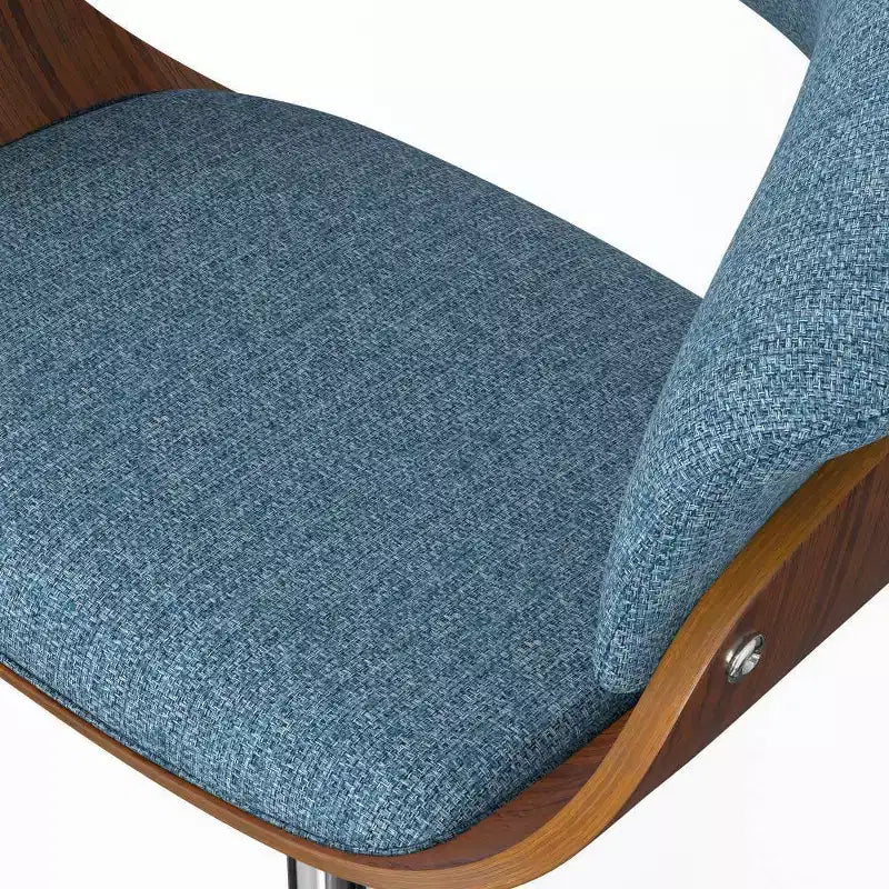 Sgabello da Bar Girevole Regolabile Caylor Blu Denim: Moderno di Metà Secolo, Schienale Imbottito, Gambe in Acciaio