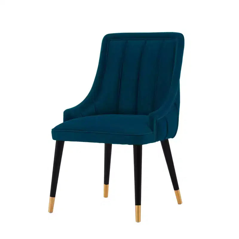 Sedie da pranzo moderne Eda imbottite in velluto blu notte