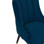 Sedie da pranzo moderne Eda imbottite in velluto blu notte