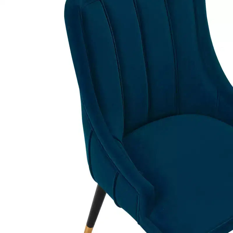 Sedie da pranzo moderne Eda imbottite in velluto blu notte