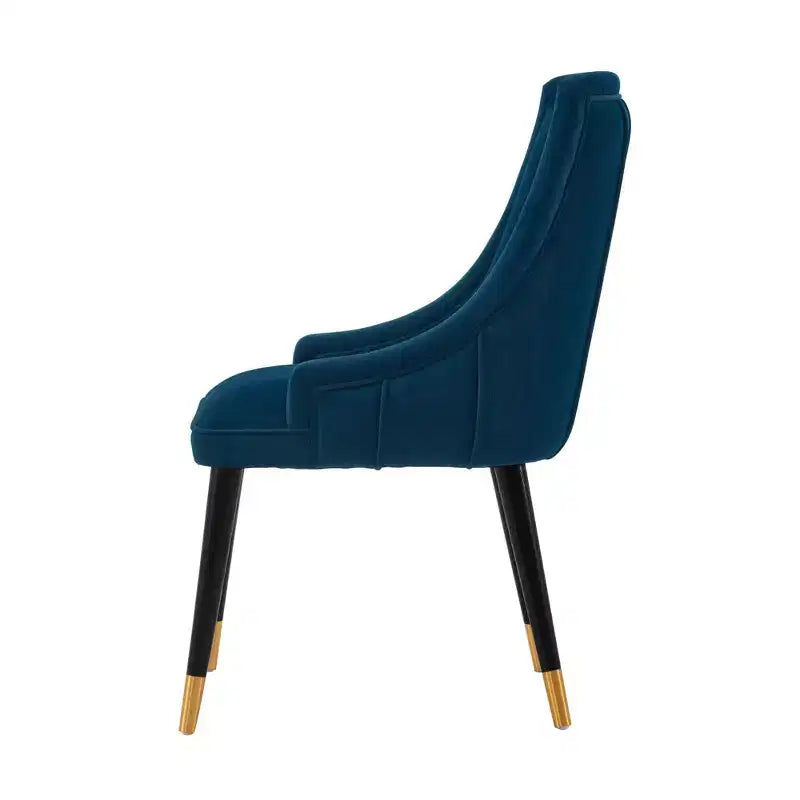 Sedie da pranzo moderne Eda imbottite in velluto blu notte