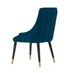 Sedie da pranzo moderne Eda imbottite in velluto blu notte