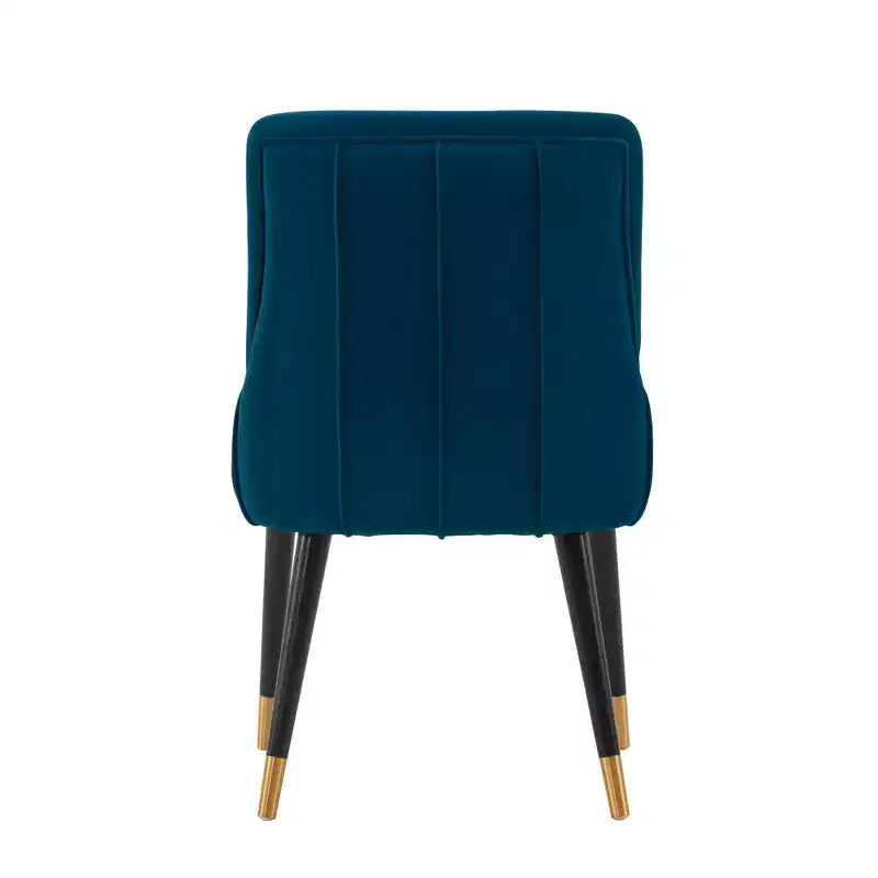Sedie da pranzo moderne Eda imbottite in velluto blu notte
