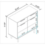Credenza Liam Mid-Century Modern a 4 ripiani Nera/Naturale