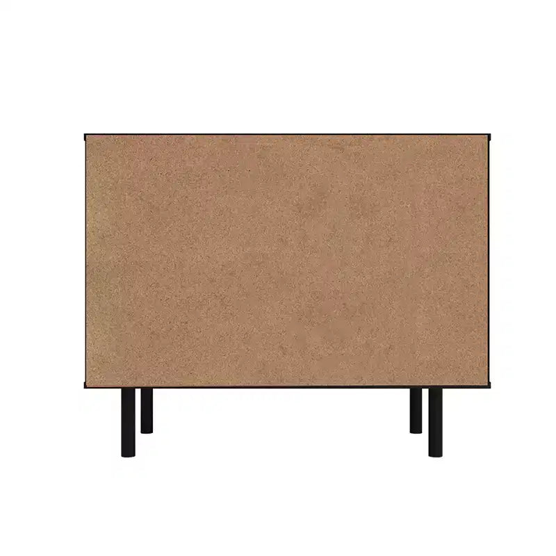 Credenza Liam Mid-Century Modern a 4 ripiani Nera/Naturale