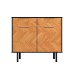 Credenza Liam Mid-Century Modern a 4 ripiani Nera/Naturale