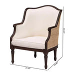 Poltrona d'accento Ornella in tessuto e legno beige/marrone scuro: Rivestimento in poliestere, telaio in rattan