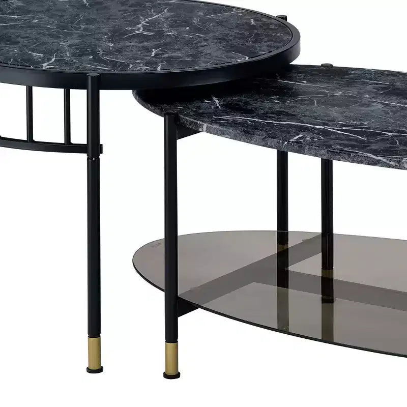 Tavolino d'appoggio Silas da 40" con ripiano: finto marmo, rotondo, base in metallo