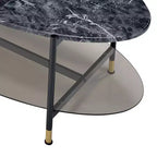 Tavolino d'appoggio Silas da 40" con ripiano: finto marmo, rotondo, base in metallo