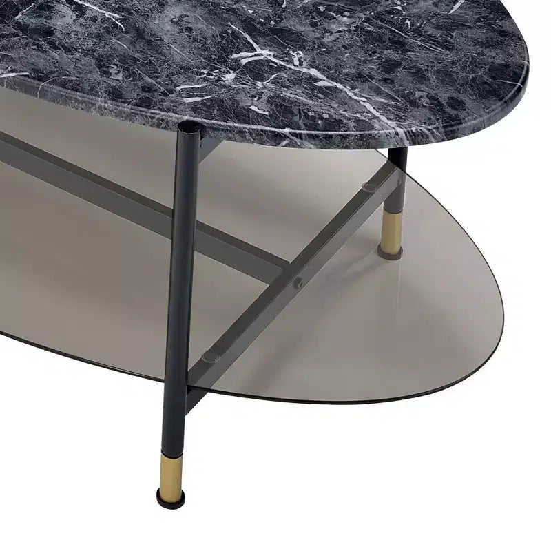 Tavolino d'appoggio Silas da 40" con ripiano: finto marmo, rotondo, base in metallo