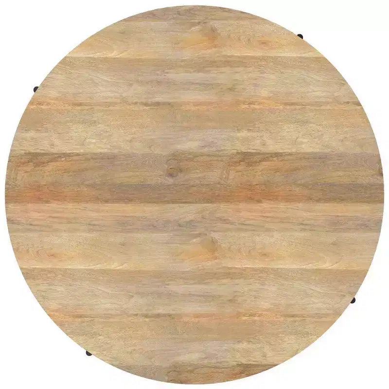Tavolino da caffè Farmington Drum Naturale: Stile Industriale Moderno, Legno di Mango e Ferro, 38"