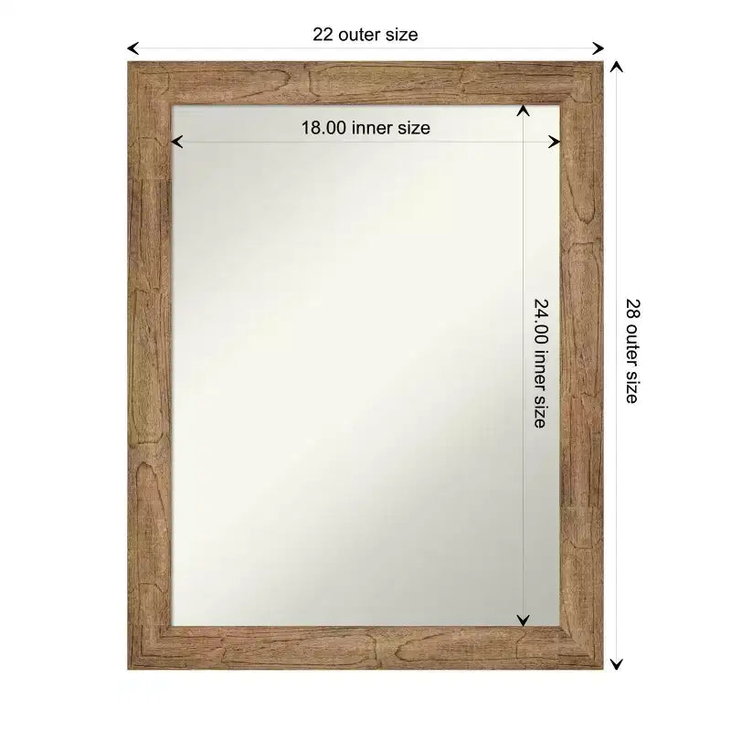 Specchio da parete con cornice in legno stretta marrone gufo, non smussato