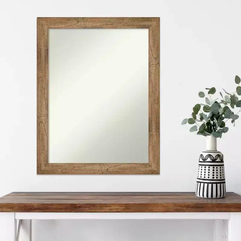 Specchio da parete con cornice in legno stretta marrone gufo, non smussato