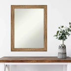 Specchio da parete con cornice in legno stretta marrone gufo, non smussato