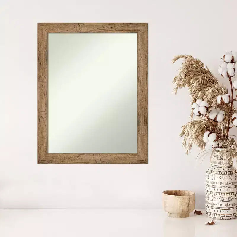Specchio da parete con cornice in legno stretta marrone gufo, non smussato