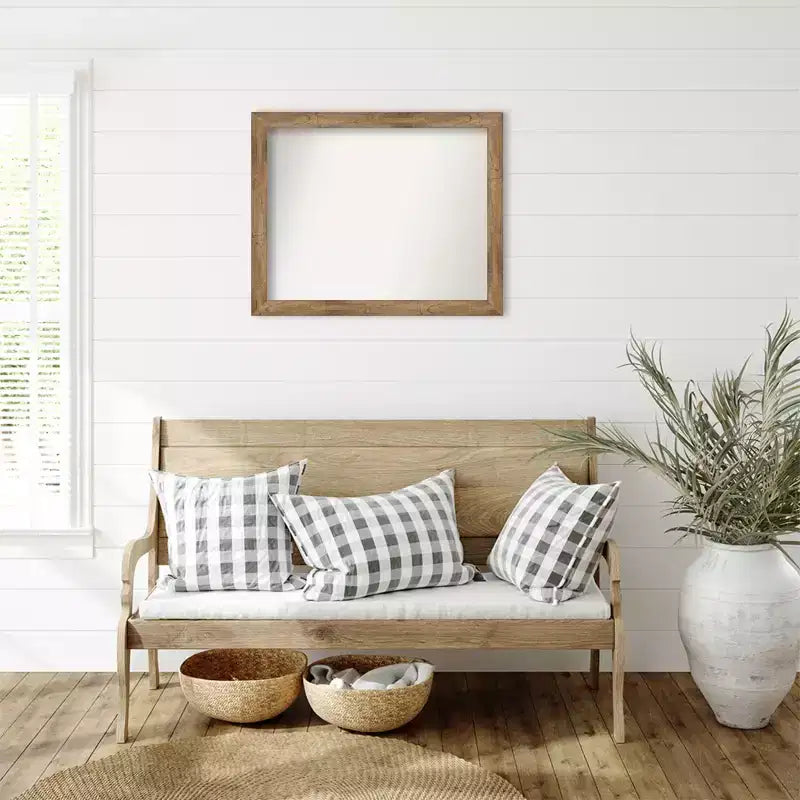 Specchio da parete con cornice in legno stretta marrone gufo, non smussato