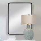 Specchio da Parete Decorativo Rettangolare per Vanity Moderno con Cornice in Ferro Nero Satinato Smussata, 30 Pollici di Larghezza, per Bagno, Camera da Letto, Soggiorno
