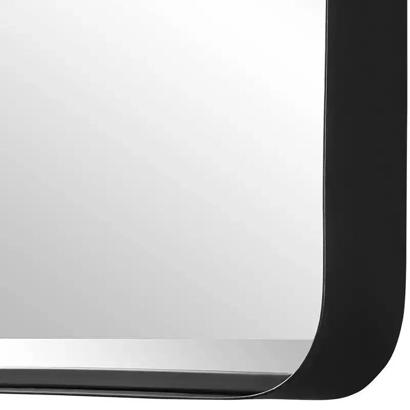 Specchio da Parete Decorativo Rettangolare per Vanity Moderno con Cornice in Ferro Nero Satinato Smussata, 30 Pollici di Larghezza, per Bagno, Camera da Letto, Soggiorno
