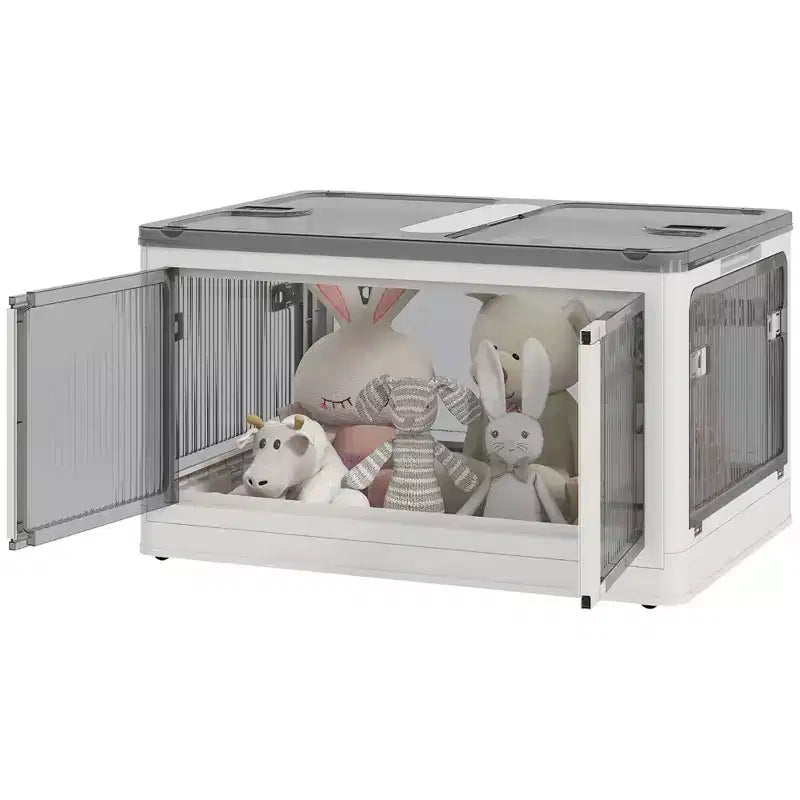 Contenitori portaoggetti pieghevoli con coperchi e ruote, scatola portaoggetti pieghevole impilabile per camera da letto, soggiorno, ufficio