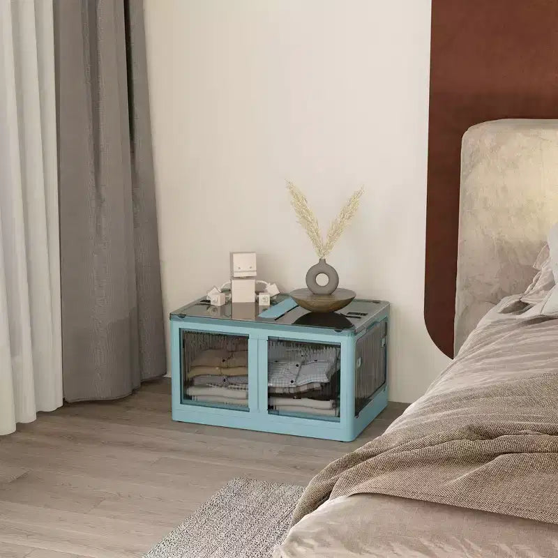 Contenitori portaoggetti pieghevoli con coperchi e ruote, scatola portaoggetti pieghevole impilabile per camera da letto, soggiorno, ufficio