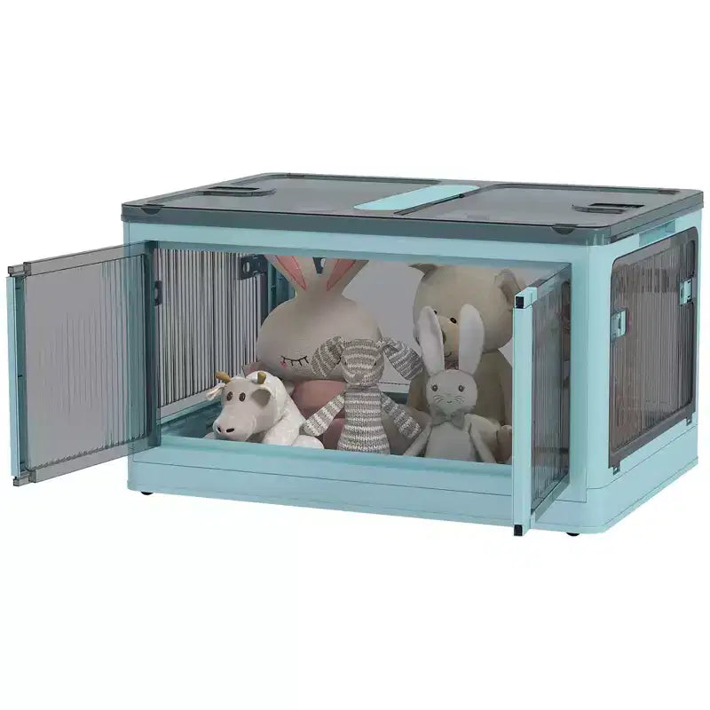 Contenitori portaoggetti pieghevoli con coperchi e ruote, scatola portaoggetti pieghevole impilabile per camera da letto, soggiorno, ufficio