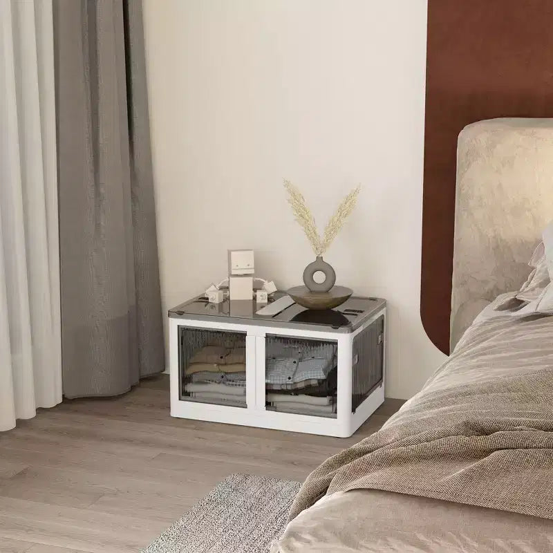Contenitori portaoggetti pieghevoli con coperchi e ruote, scatola portaoggetti pieghevole impilabile per camera da letto, soggiorno, ufficio