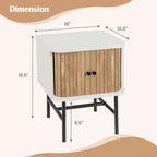 Comodino con anta scorrevole, stile moderno di metà secolo, con mobiletto contenitore, nero/bianco anticato