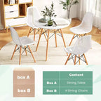 Tavolo da pranzo per 4 persone moderno rotondo e 4 sedie con gambe in legno Verde/Bianco